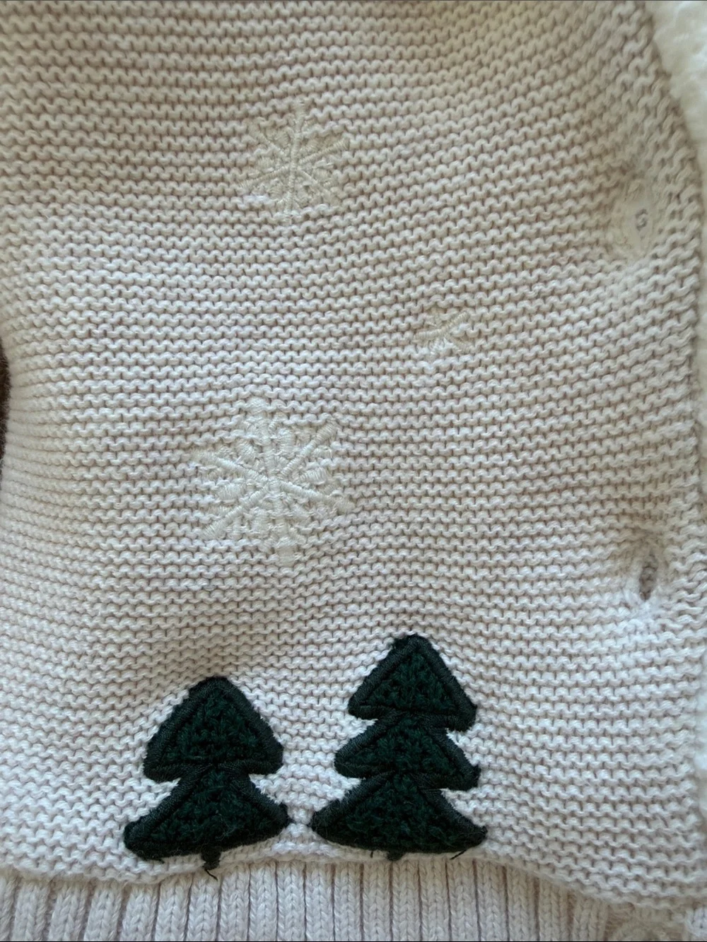Baby Cozy Cream Hooded Knit Cardigan with Tree Appliqué by Gymboree